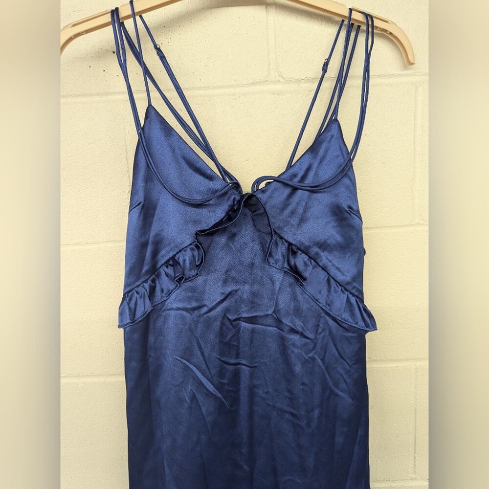 New Buddy Midi Dress Allina Liu sz10 royal blue silky satin midi long strappy - Picture 4 of 8